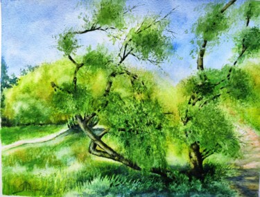 Painting titled "Printemps à Bagatel…" by Lidia Marinova, Original Artwork, Watercolor