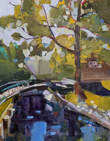 Painting titled "Kleine Brücke" by Jana Scherer, Original Artwork, Oil