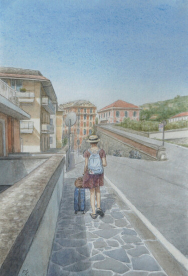 Путешественница | La voyageuse | The traveler Ζωγραφική με τίτλο "Путешественница | L…" από Olha Krasko, Αυθεντικά έργα τέχνης, Ακουαρέλα