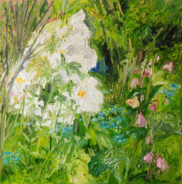 Weiße Päonie Painting titled "Weiße Päonie" by Ute Meyer, Original Artwork, Oil