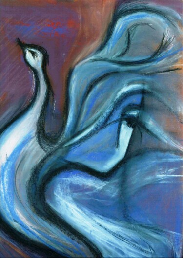 Portrait of a girl with a bird (devojka i ptica) 摄影 标题为“Portrait of a girl…” 由Jelena Stojkovic Miric, 原创艺术品, 粉笔