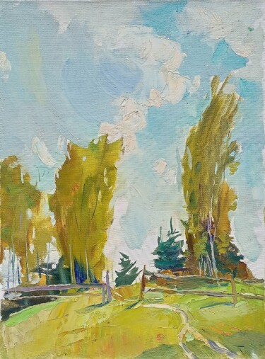 Schilderij getiteld "Windy" door Olena Mishyna, Origineel Kunstwerk, Olie Gemonteerd op Frame voor houten brancard