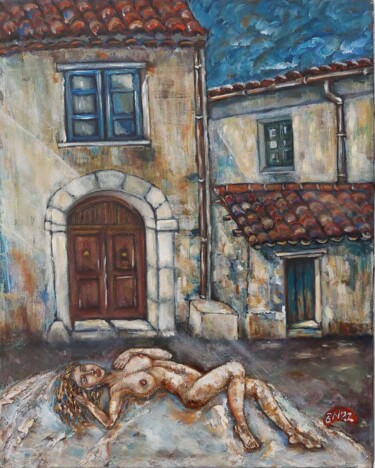 Painting titled "You Are in My Thoug…" by Elizabeta Mitreva, Original Artwork, Oil Mounted on Wood Stretcher frame