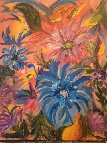 绘画 标题为“Floral Emergence- E…” 由Christine Meeks, 原创艺术品, 丙烯 安装在木质担架架上