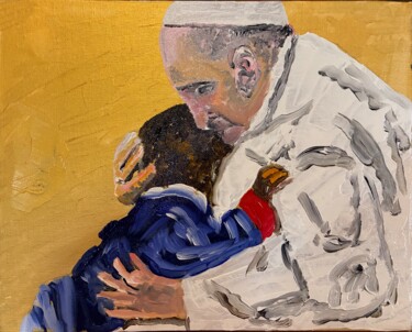 Pittura intitolato "Franciscus" da Mario Pratesi, Opera d'arte originale, Olio Montato su Cartone
