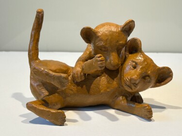 "Les lionceaux se ch…" başlıklı Heykel Denis Thebaudeau tarafından, Orijinal sanat, Terracotta