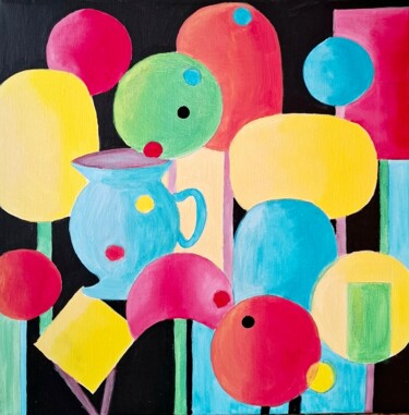 Peinture intitulée "Jardin fantastique 3" par Brigitte Mathé (MBL), Œuvre d'art originale, Acrylique Monté sur Châssis en bo…