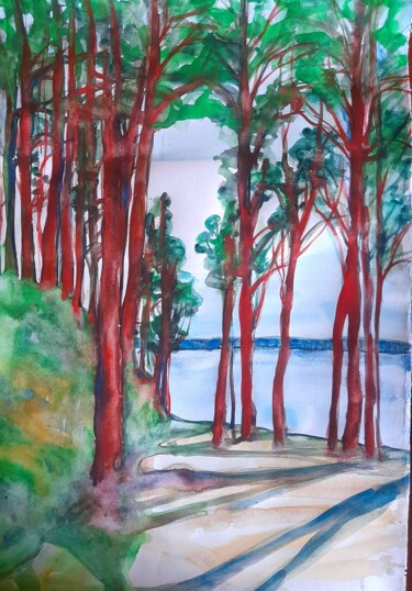 Painting titled "Cold day" by Alexey Zhucovsky, Original Artwork, Watercolor