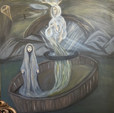 Pittura intitolato "The Finger of God" da Olena Voznytsia, Opera d'arte originale, Acrilico Montato su Telaio per barella in…