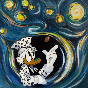 Scrooge à l’ère du clinquant — sous les étoiles de Van Gogh 绘画 标题为“Scrooge à l’ère du…” 由Catherine Cath, 原创艺术品, 油 安装在木质担架架上