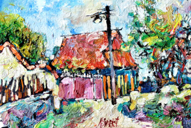 House in the village Pintura titulada "House in the village" por Nikita Ostapenco, Obra de arte original, Oleo Montado en Bastidor de camilla de…