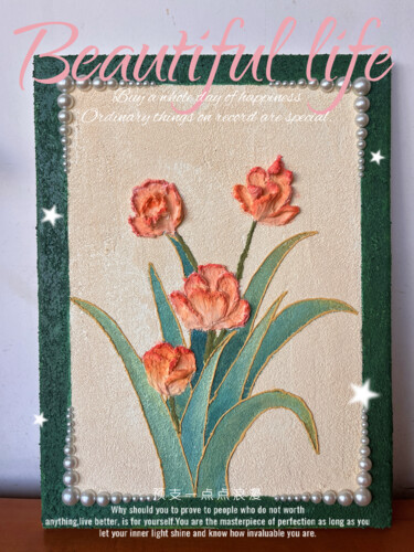 绘画 标题为“Tulip painting” 由Lei Chen, 原创艺术品, 丙烯 安装在木质担架架上