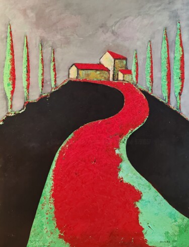 Malerei mit dem Titel "Terre noire" von Marie Therese Combe, Original-Kunstwerk, Acryl Auf Keilrahmen aus Holz montiert