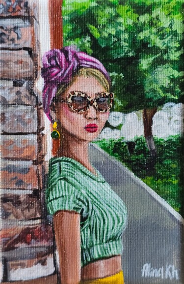 Schilderij getiteld "Summer" door Alina Khoznan, Origineel Kunstwerk, Acryl Gemonteerd op Frame voor houten brancard