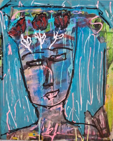 Painting titled "Roses" by John Bakkers, Original Artwork, Acrylic Mounted on Wood Stretcher frame