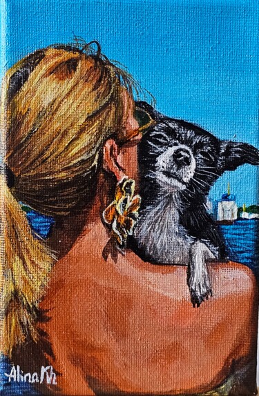 Painting titled "Sun & Sea" by Alina Khoznan, Original Artwork, Acrylic Mounted on Wood Stretcher frame