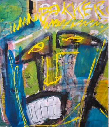 Schilderij getiteld "Altijd wat" door John Bakkers, Origineel Kunstwerk, Acryl Gemonteerd op Frame voor houten brancard