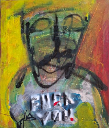 Schilderij getiteld "Fy" door John Bakkers, Origineel Kunstwerk, Acryl Gemonteerd op Frame voor houten brancard
