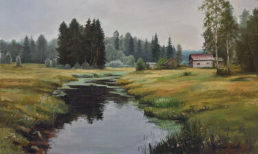 Painting titled "A nasty day" by Serghei Ghetiu, Original Artwork, Oil Mounted on Wood Stretcher frame