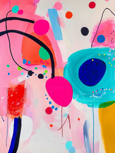 Playful Orbit – Original Digital Abstract 数字艺术 标题为“Playful Orbit – Ori…” 由Karolina Yam, 原创艺术品, 数字油画