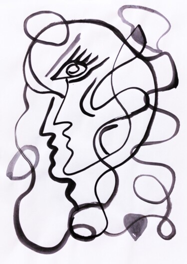 Drawing titled "Echoes of Reality" by Mihaela-Sonia Enache, Original Artwork, Ink