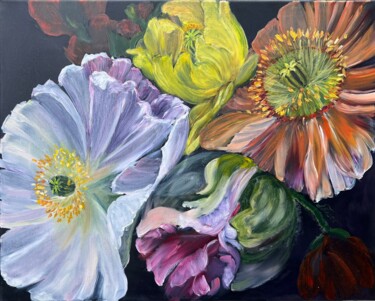 Peinture intitulée "Стильные маки" par Elena Polischuk, Œuvre d'art originale, Huile Monté sur Châssis en bois