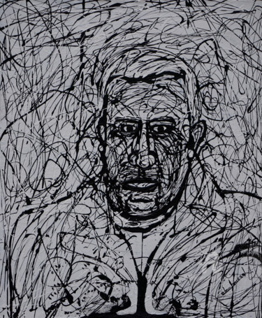 Peinture intitulée "Dripping portrait" par Alain Boissel, Œuvre d'art originale, Acrylique Monté sur Châssis en bois