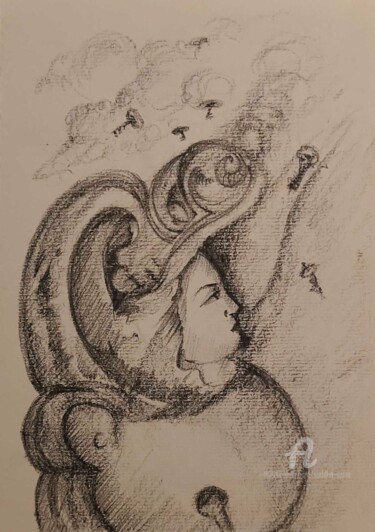 Dessin intitulée "Unlocking within us" par Suddha Sama, Œuvre d'art originale, Crayon