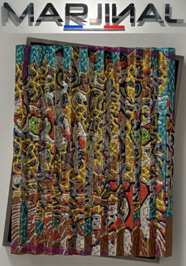 NYCTALOPE / SCULPTURE CHÂSSIS-ÉVENTAIL-DÉCALÉ-MARJINAL INOX Peinture intitulée "NYCTALOPE / SCULPTU…" par Marjinal Artiste Peintre Décalé Français, Œuvre d'art originale, Acrylique Mon…