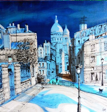 Peinture intitulée "Blue City 7" par Koen De Weerdt, Œuvre d'art originale, Acrylique Monté sur Châssis en bois