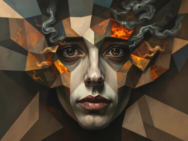 Fracture du Silence (Fracture of Silence) Digitale Kunst getiteld "Fracture du Silence…" door Yana Yevseieva, Origineel Kunstwerk, Digitaal Schilderwerk