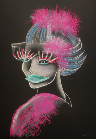 Painting titled "Modern Geisha" by Mihaela-Sonia Enache, Original Artwork, Pastel