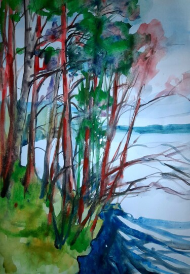 Painting titled "April" by Alexey Zhucovsky, Original Artwork, Watercolor