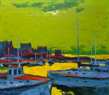 Silence of the sea breeze Peinture intitulée "Silence of the sea…" par Andrii Chebotaru, Œuvre d'art originale, Huile Monté sur Carton
