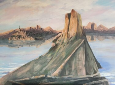 Les balades du Mont : En Norvège, la montagne Segla Peinture intitulée "Les balades du Mont…" par Philippe Vignaux, Œuvre d'art originale, Acrylique Monté sur Châssis en bois