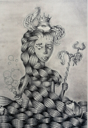 图画 标题为“femme 2” 由Hugues Wartelle, 原创艺术品, 铅笔