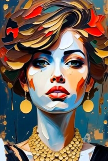 数字艺术 标题为“10-Abstract portrait” 由Teresa Casas, 原创艺术品, AI生成的图像