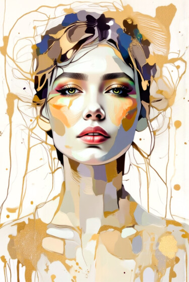 数字艺术 标题为“13-Abstract portrait” 由Teresa Casas, 原创艺术品, AI生成的图像