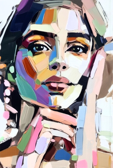 数字艺术 标题为“14-Abstract portrait” 由Teresa Casas, 原创艺术品, AI生成的图像