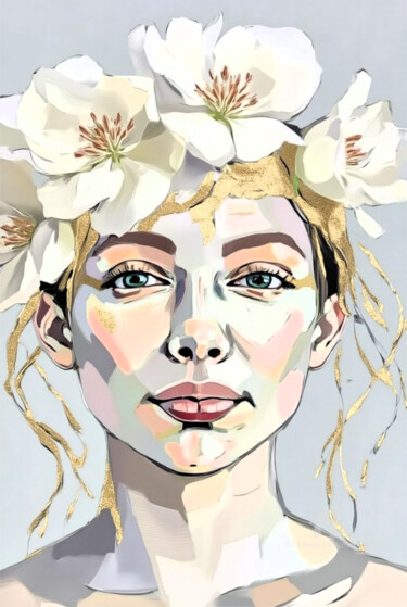 "16-Abstract portrait" başlıklı Dijital Sanat Teresa Casas tarafından, Orijinal sanat, AI tarafından oluşturulan görüntü