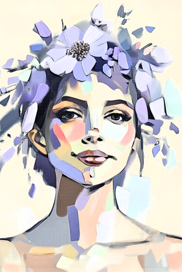 数字艺术 标题为“17-Abstract portrait” 由Teresa Casas, 原创艺术品, AI生成的图像