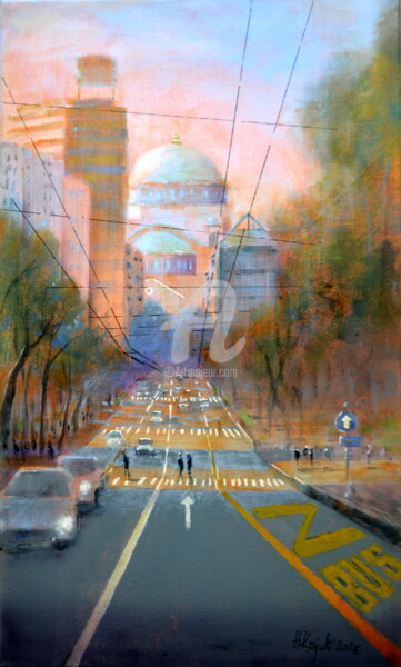 Ulica Srpskih Vladara 30x50cm 2025 绘画 标题为“Ulica Srpskih Vlada…” 由Nenad Kojić, 原创艺术品, 丙烯 安装在木质担架架上
