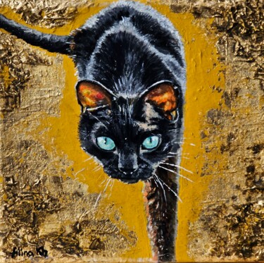 绘画 标题为“Cat” 由Alina Khoznan, 原创艺术品, 丙烯 安装在木质担架架上