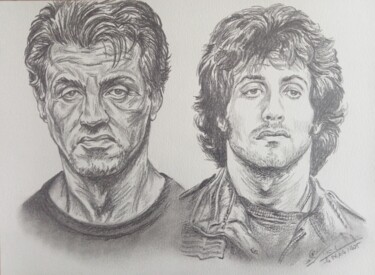 Dessin de l'acteur Sylvester Stallone réalisé aux cr 图画 标题为“Dessin de l'acteur…” 由Gilles Staub (LeCrayonAgile), 原创艺术品, 铅笔