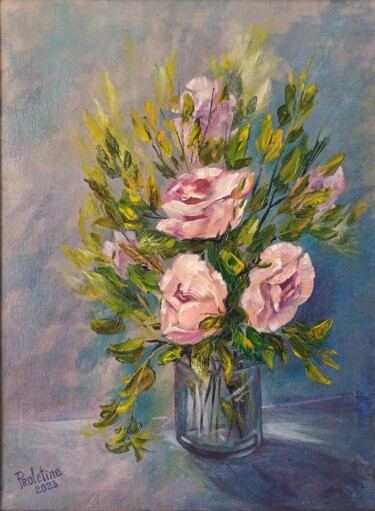 Painting titled "Gesture" by Proletina Toteva, Original Artwork, Oil Mounted on Metal