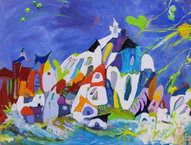 LE POULPE. Malerei mit dem Titel "LE POULPE." von Isabelle Brisset, Original-Kunstwerk, Öl Auf Keilrahmen aus Holz montiert