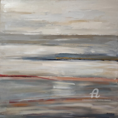 Painting titled "Reflets suspendus" by Sophie Dumont, Original Artwork, Oil Mounted on Wood Stretcher frame