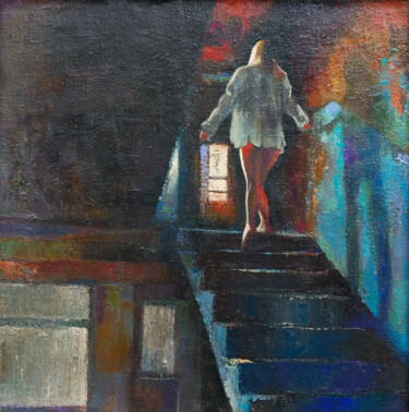 Steps Toward Light 绘画 标题为“Steps Toward Light” 由Kamsar Ohanyan, 原创艺术品, 油 安装在木质担架架上