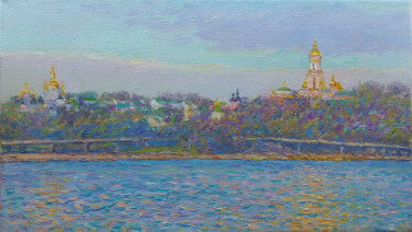 绘画 标题为“Sunrise over Kyiv” 由Gunchenko, 原创艺术品, 油 安装在木质担架架上