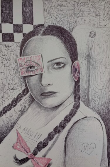 Tekening getiteld "Alyza" door Milto Sideris, Origineel Kunstwerk, Balpen